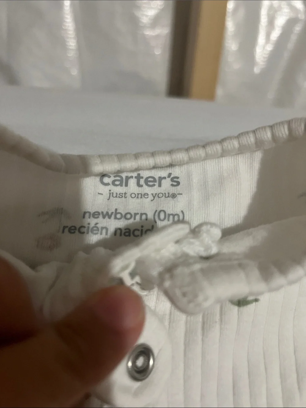 Carter's Cream Ribbed Footed One-Piece with Tiny Floral Print